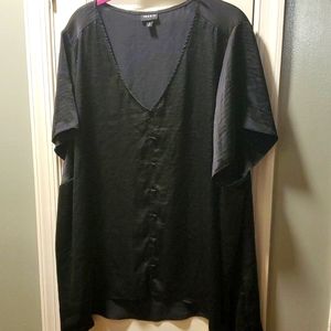 Torrid black silky short sleeve blouse size 26 in good condition